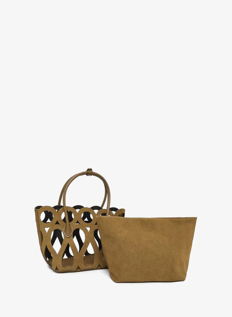 Styli Olive Green Cutout Detail Handbag
