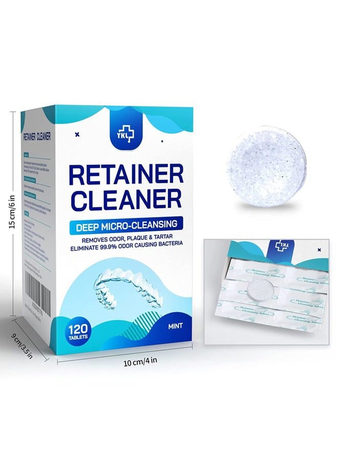 YKL Retainer & Denture Cleaner Tablets - 4 Months Supply (120 pcs) Dental Retainers for Aligner - Mouth & Night Guards - False Teeth Whitening - Removes Odor & Plaque (120 Pcs) - Image 2