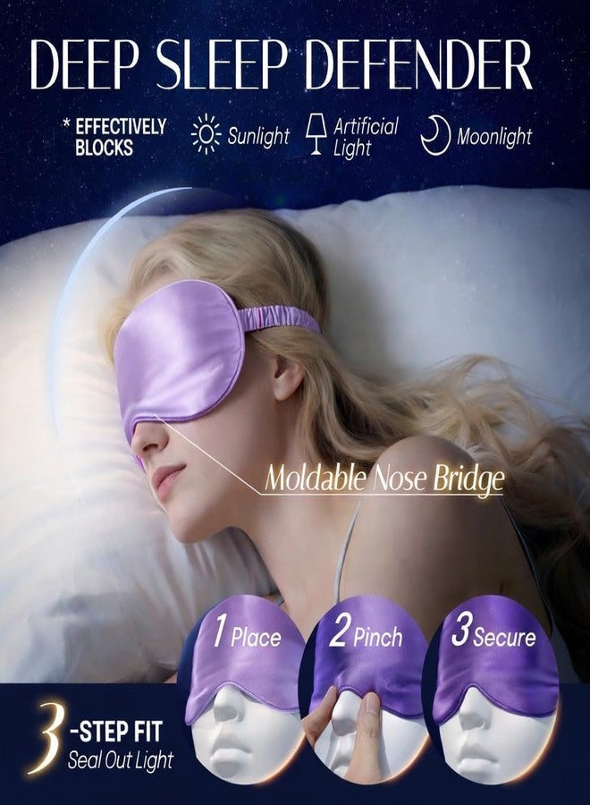 Buybeat Sleep Mask Silk Eye Mask Cover for Sleeping, Soft Satin Blindfold with Elastic Strap, Blocks Light and Reduces Puffy Eyes, Comfortable Night Sleeping Mask for Women Men (Purple) - Image 3
