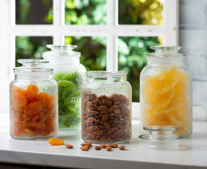 Le'raze 4pc Vintage Glass Canister Set with Airtight Lids - For Kitchen Food Storage and Organization - Image 2