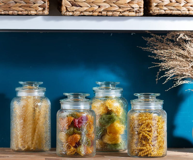 Le'raze 4pc Vintage Glass Canister Set with Airtight Lids - For Kitchen Food Storage and Organization - Image 5