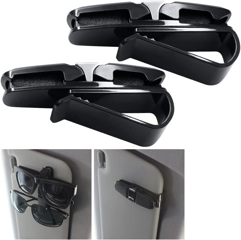 FineGood 2 Pack Glasses Holders for Car Sun Visor, Sunglasses Eyeglasses Mount with Ticket Card Clip - Black - Image 5