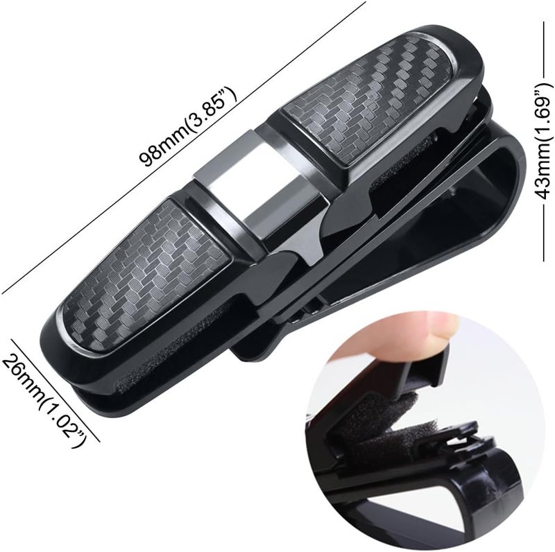 FineGood 2 Pack Glasses Holders for Car Sun Visor, Sunglasses Eyeglasses Mount with Ticket Card Clip - Black - Image 3