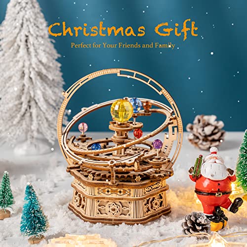 ROKR 3D Wooden Puzzles for Adults Mechanical Music Box-Starry Night, DIY Rotating Music Box Model Building Kits for Teens, DIY Crafts/Hobbies/Gifts Desk Decor for Boys Ages 14+ (Starry Night) - Image 4