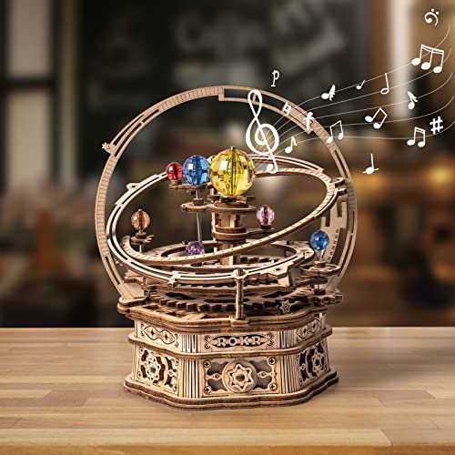 ROKR 3D Wooden Puzzles for Adults Mechanical Music Box-Starry Night, DIY Rotating Music Box Model Building Kits for Teens, DIY Crafts/Hobbies/Gifts Desk Decor for Boys Ages 14+ (Starry Night) - Image 1