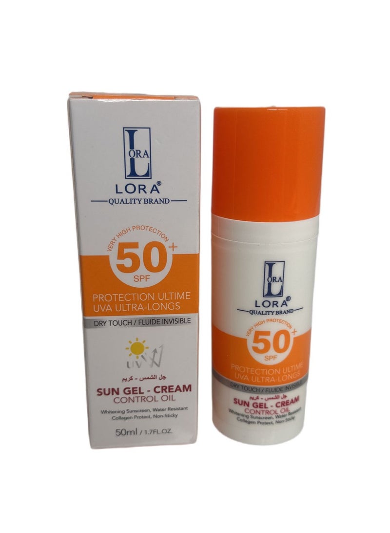 LORA Sun Gel Cream Control Oil Whitening Sunscreen Water Resistant Collagen Non Sticky 50 Ml - Image 2