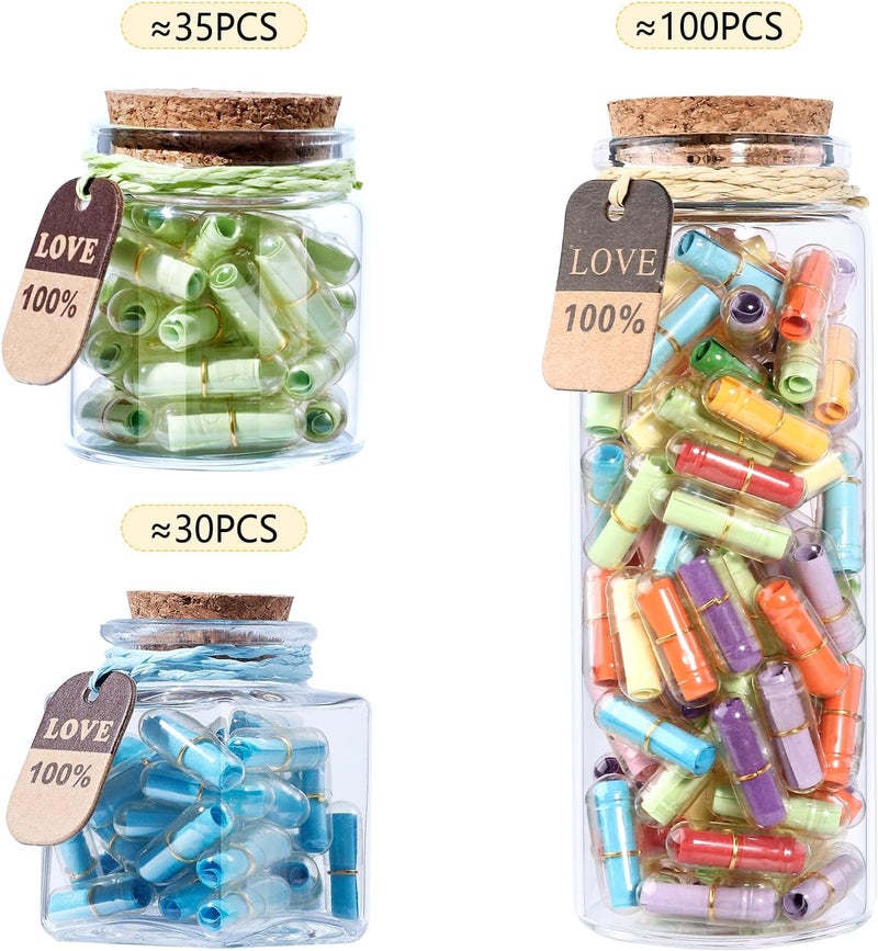 Tintnut Valentines Day Love Capsule Letters Colorful Paper Love Message Pills in Glass Bottles Love Letter Cute Secret Letters with Gold Metal Rings Birthday Gift for Boyfriend/girlfriend - Image 3