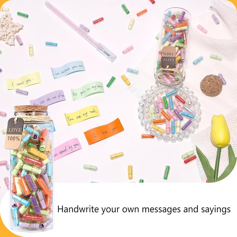 Tintnut Valentines Day Love Capsule Letters Colorful Paper Love Message Pills in Glass Bottles Love Letter Cute Secret Letters with Gold Metal Rings Birthday Gift for Boyfriend/girlfriend - Image 5