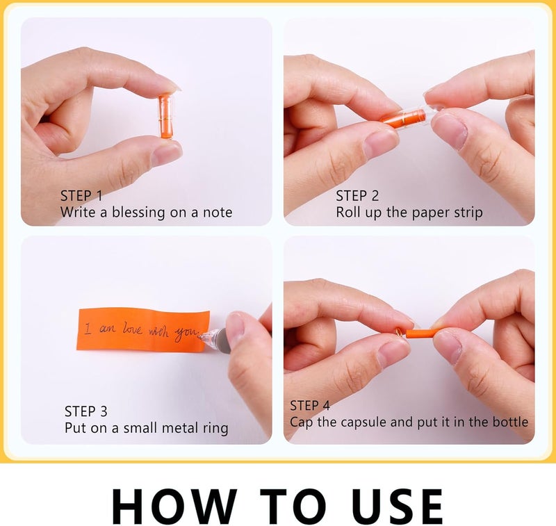 Tintnut Valentines Day Love Capsule Letters Colorful Paper Love Message Pills in Glass Bottles Love Letter Cute Secret Letters with Gold Metal Rings Birthday Gift for Boyfriend/girlfriend - Image 2