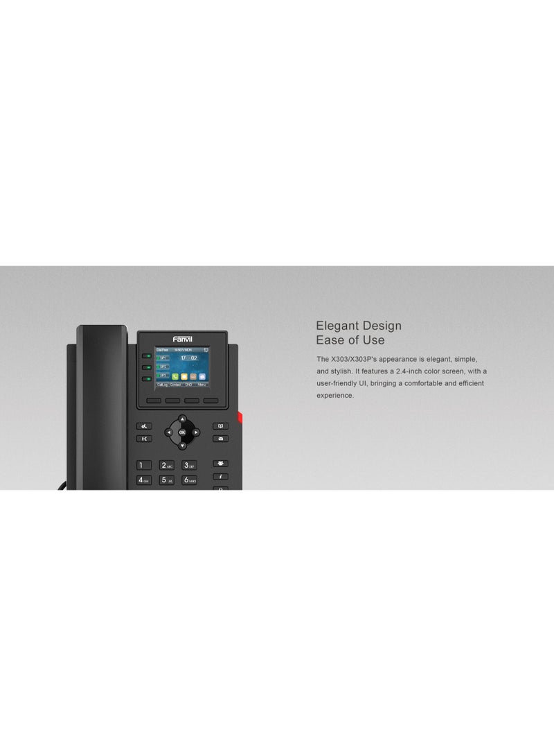 فانفيل Fanvil X303P Enterprise IP Phone, 2.4-inch 320x240 pixel color screen, supporting 4 SIP lines and 6-way audio conference - Image 4