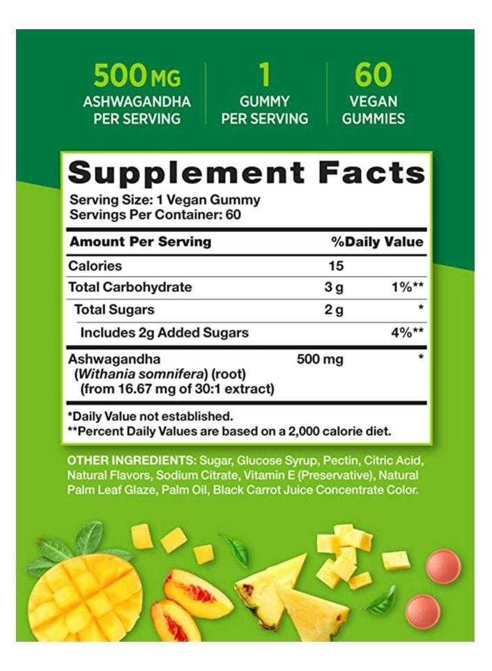 Nature's Truth Natures Truth ashwagandha gummies vegan gluten free supplement 60 tropical flavor gummies - Image 2