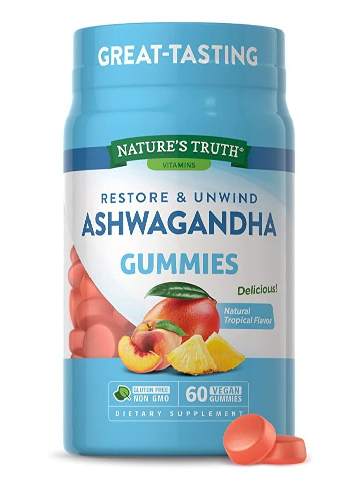 Nature's Truth Natures Truth ashwagandha gummies vegan gluten free supplement 60 tropical flavor gummies - Image 1