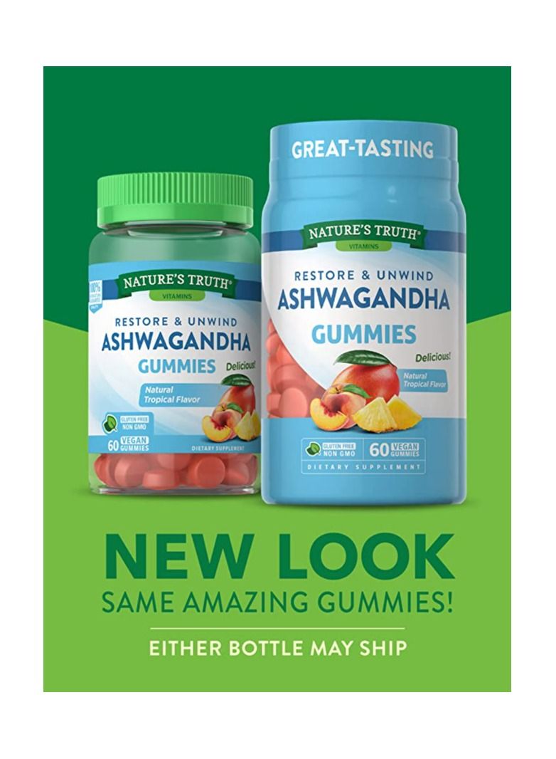 Nature's Truth Natures Truth ashwagandha gummies vegan gluten free supplement 60 tropical flavor gummies - Image 3