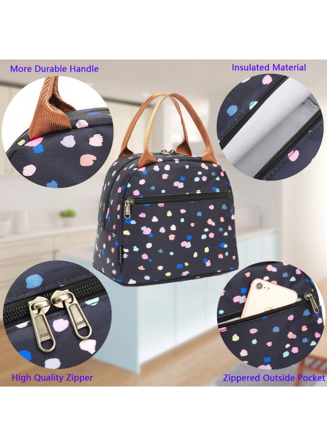 FlowFly Lunch Bag Tote Bag Lunch Organizer Lunch Holder Insulated Lunch Cooler Bag for Women/Men, Black Flower - Image 4