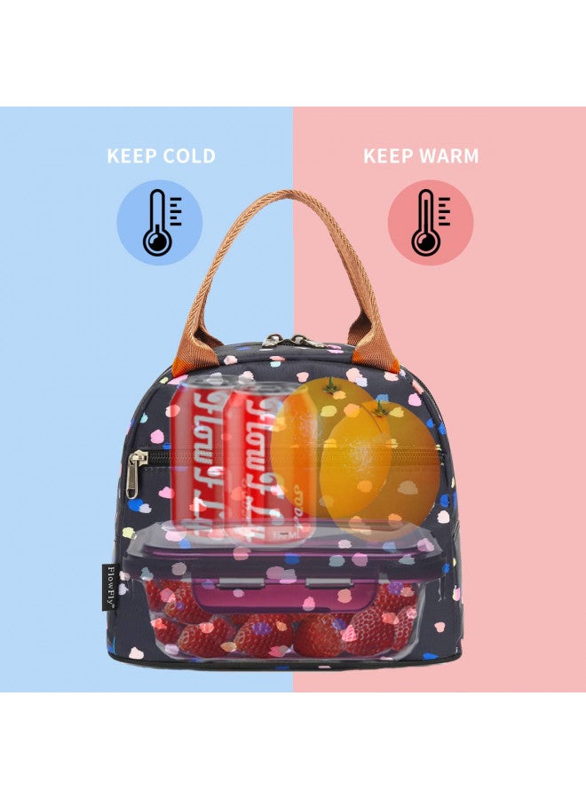 FlowFly Lunch Bag Tote Bag Lunch Organizer Lunch Holder Insulated Lunch Cooler Bag for Women/Men, Black Flower - Image 1