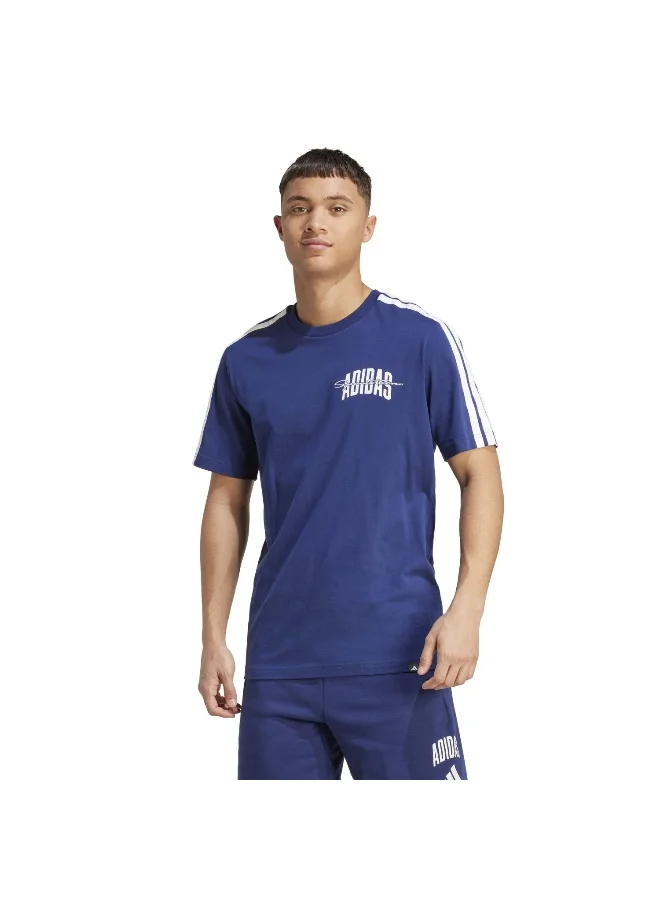 adidas Adidas M Colleg T Blue Graphic Tee (Short Sleeve) T-Shirts For Men