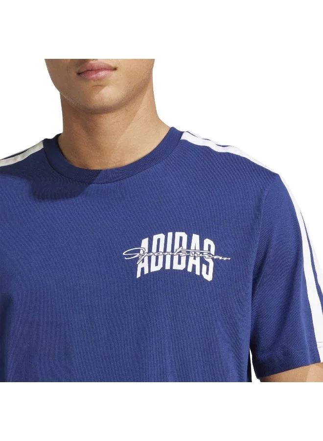 Adidas DKBLUE M Colleg T Blue Graphic Tee (Short Sleeve) T-Shirts For Men for Men | Best Price UAE