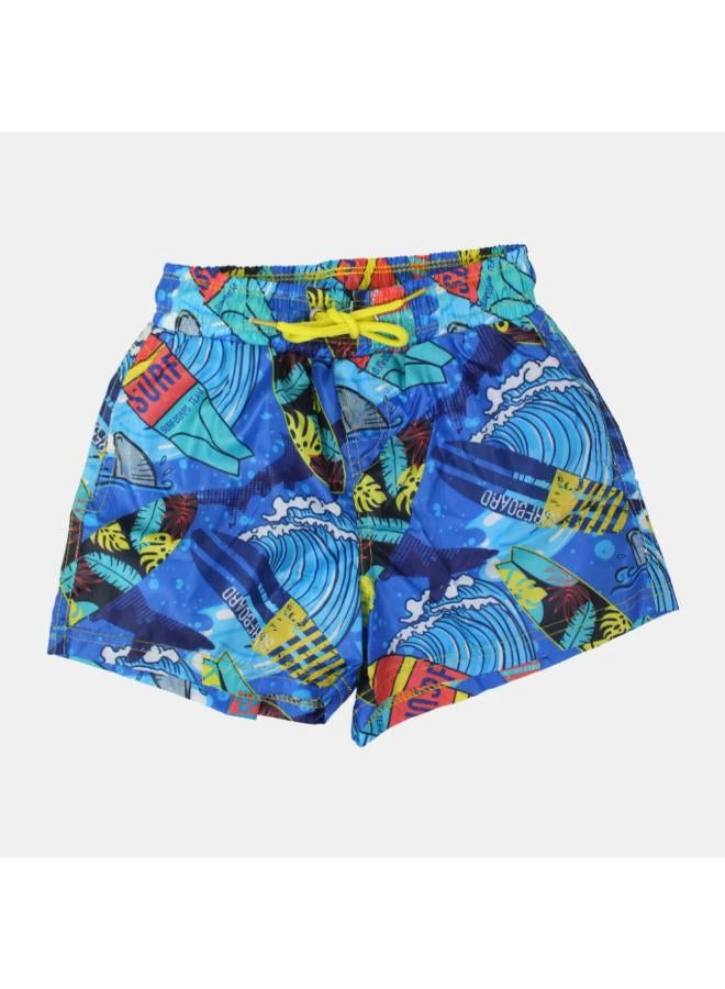 Boys' Swim Shorts – Blue "Super Surf" Design - Image 1