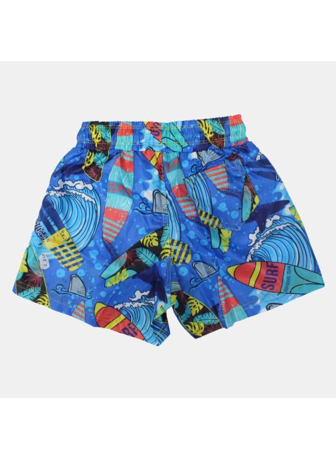 Boys' Swim Shorts – Blue "Super Surf" Design - Image 2