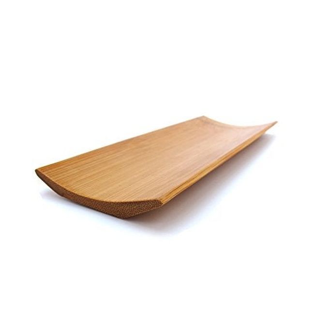 Reusable Bamboo Carbonized Brown Rectangle Sushi Serving Tray Plate 7" x 2.8" - 10 Pieces