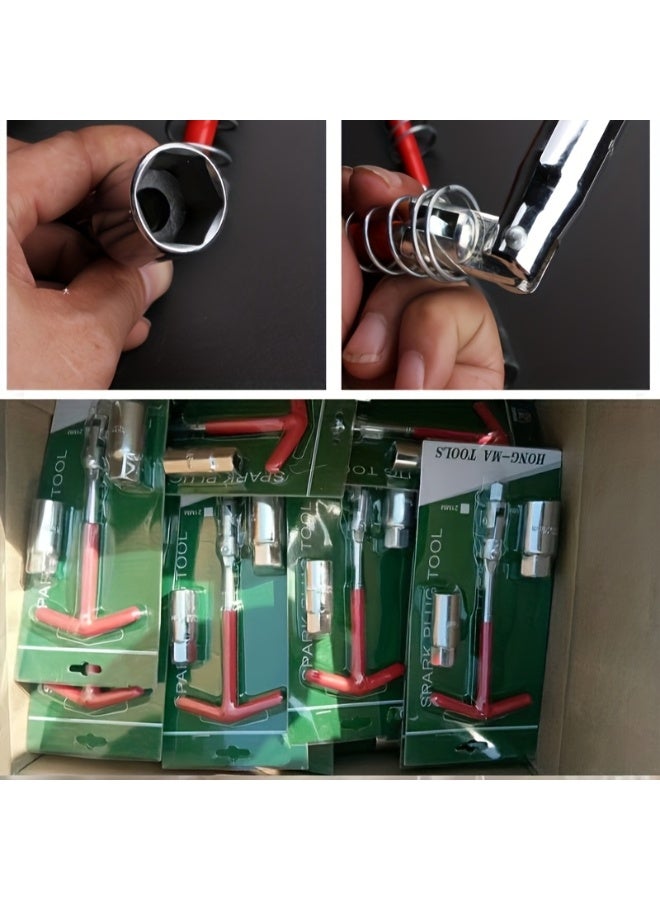 LOOPITYS Spark Plug Socket Wrench 16 mm 5/8 Inch and 21 mm 13/16 Inch Installer Tool Kit  with flipped 360 degrees and 270° folding T-handle Spark Plug Removal Tool, Suitable for Lawn Mowers, Motorcycles, Small Motor Vehicles - Image 3
