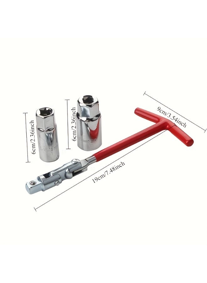 LOOPITYS Spark Plug Socket Wrench 16 mm 5/8 Inch and 21 mm 13/16 Inch Installer Tool Kit  with flipped 360 degrees and 270° folding T-handle Spark Plug Removal Tool, Suitable for Lawn Mowers, Motorcycles, Small Motor Vehicles - Image 4