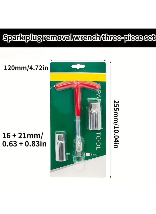 LOOPITYS Spark Plug Socket Wrench 16 mm 5/8 Inch and 21 mm 13/16 Inch Installer Tool Kit  with flipped 360 degrees and 270° folding T-handle Spark Plug Removal Tool, Suitable for Lawn Mowers, Motorcycles, Small Motor Vehicles - Image 5
