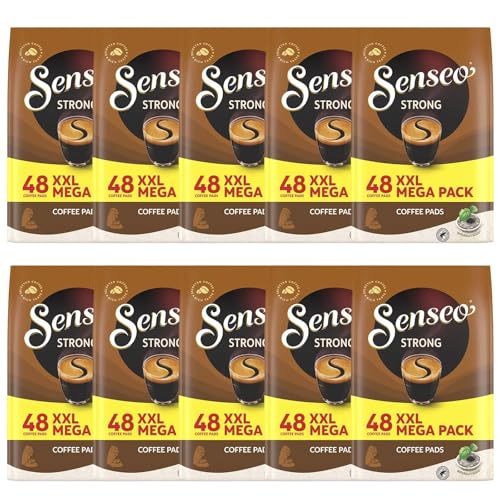 Senseo Strong Dark Roast Coffee Pods, 48 Count (Pack of 10) - Single Serve Coffee Pods Bulk Pack for Senseo Coffee Machine - Compostable Coffee Pods for Hot or Iced Coffee, Cold Brew Coffee - Image 1