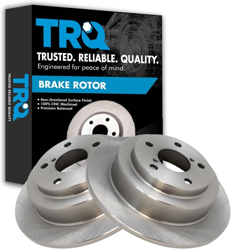 TRQ Rear Brake Rotors Set Solid Compatible with 2005-2006 Saab 9-2X 1998-2008 Subaru Forester 1993-2007 Impreza 1990-1999 Legacy - Image 1