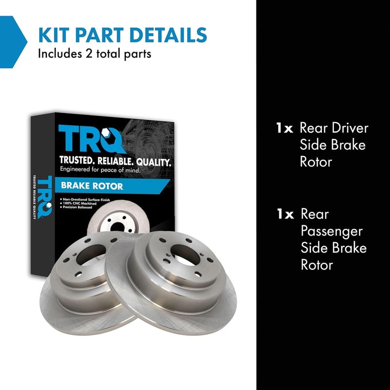 TRQ Rear Brake Rotors Set Solid Compatible with 2005-2006 Saab 9-2X 1998-2008 Subaru Forester 1993-2007 Impreza 1990-1999 Legacy - Image 2