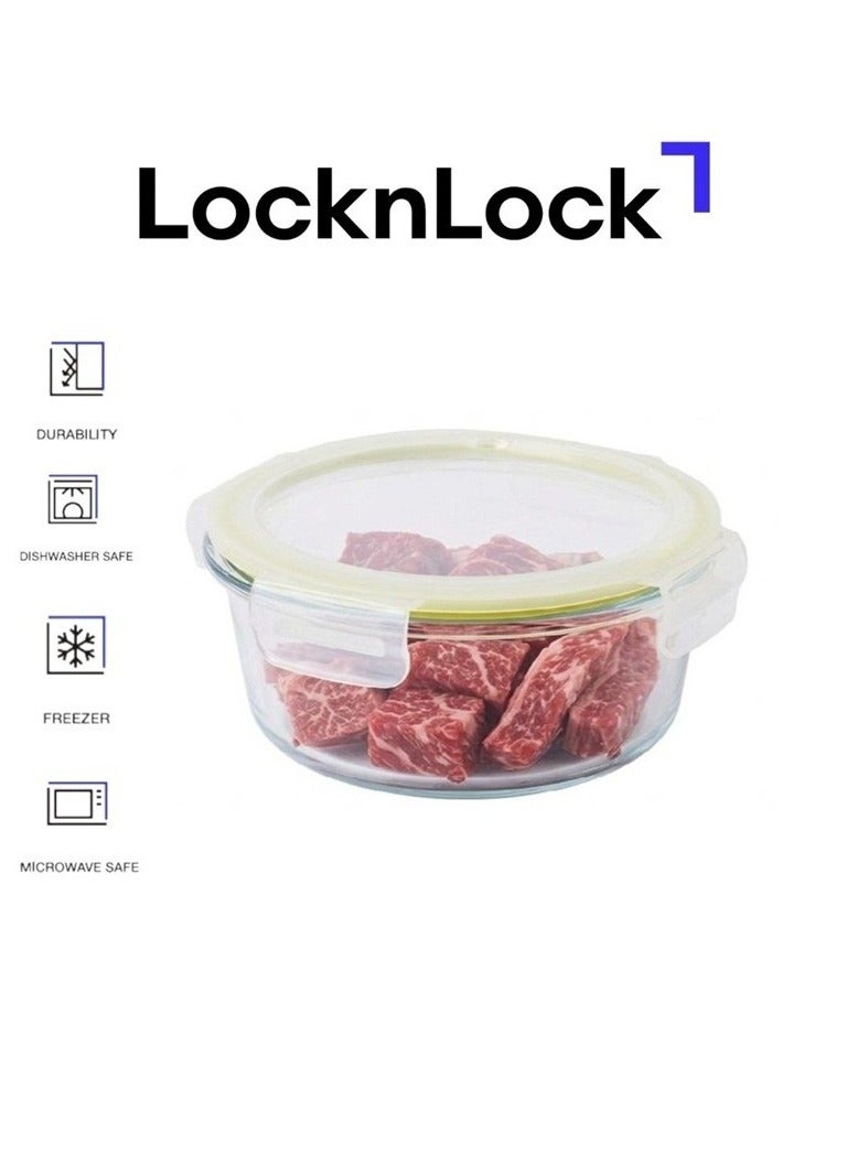 LocknLock Fresh Oven-Safe Glass Round Container 635ml â€“ Airtight, Leakproof & Heat-Resistant - Image 1