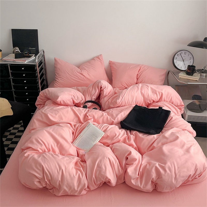 3pcs Solid Color Ultra-Soft Brushed Polyester Duvet Cover Set Includes: One Duvet Cover Suitable for Down Comforters + Two Pillowcases. Filling Not Included. A Bedding Perfect for Home and Bedroom Use - Image 1