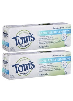 Tom's of Maine Tom's of Maine, Natural Rapid Relief Sensitive Toothpaste, Natural Toothpaste, Sensitive Toothpaste, Fresh Mint, 4 Ounce, (Pack of 2)  - Image 1