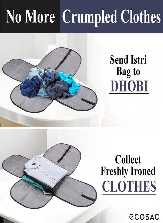 ECOSAC Polyester Istri Bag | Ironed Clothes Storage & Organizer | Travel-Friendly Foldable Bag | Water-Repellent & Washable | Ideal for Home & Travel (Blue) (Pack of 2) - Image 4