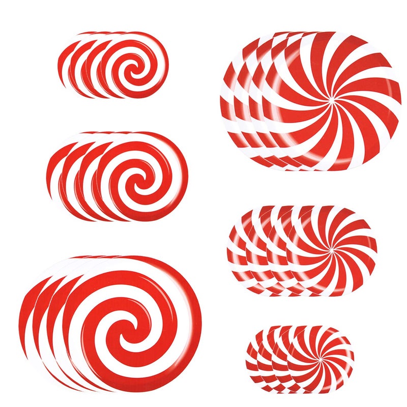 24 PCS Peppermint Floor Decals Stickers3 Sizes SelfAdhesive Design Christmas Candy StickersFloor Window Clings for Christmas Valentines Day Candy Party Decorations
