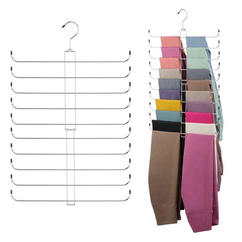 ZEDODIER Legging Organizer for Closet Hanging Rotatable Yoga Pants Hanger for Womens XSXL and Girls Leggings Holds Up to 20 Pairs Leggings SpaceSaving Closet Organizers and Storage Silver