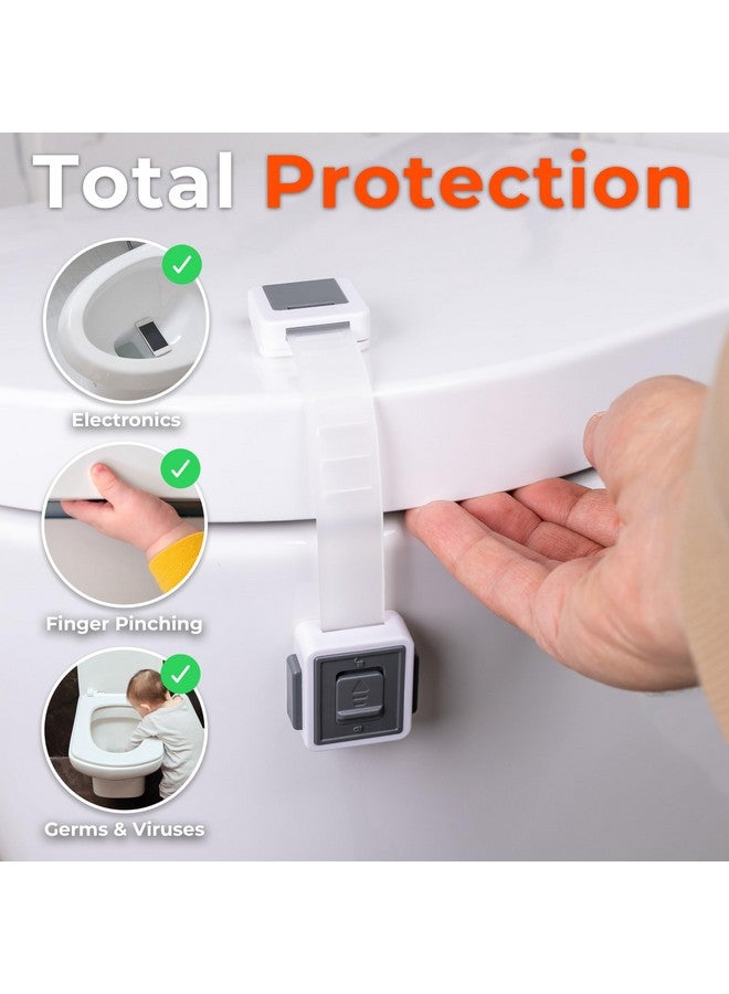 HomeBrella 2-Pack Toilet Locks Baby Proof - Toilet Seat Locks for Toddlers with Adhesive - Toilet Latches Child Safety - No Tools Required - Image 2