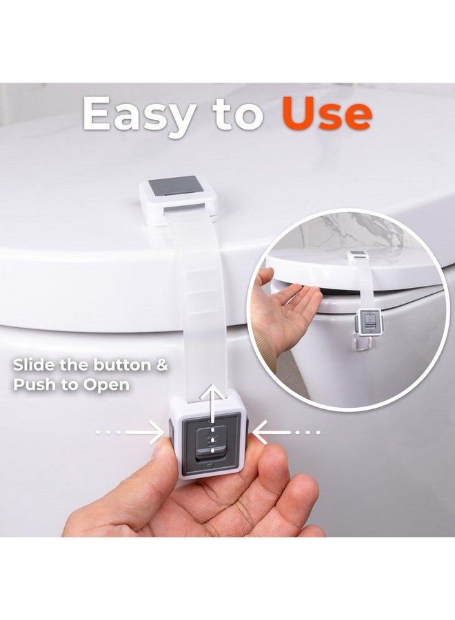 HomeBrella 2-Pack Toilet Locks Baby Proof - Toilet Seat Locks for Toddlers with Adhesive - Toilet Latches Child Safety - No Tools Required - Image 3