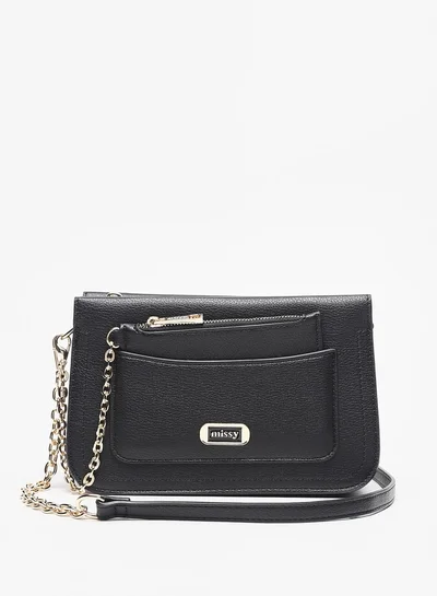 MISSY Women's Solid Crossbody Bag with Detachable Chain Strap and Zip Closure