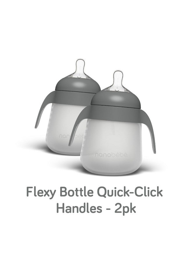 NANOBÉBÉ Nanobebe Flexy Bottle Handles, Easy-Grip Ergonomic Handles, Transitional Sippy Cup Handles 2-Pack, Grey - Image 4