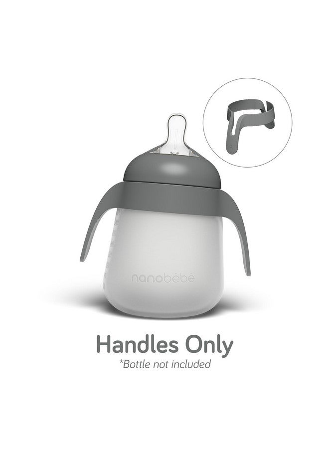 NANOBÉBÉ Nanobebe Flexy Bottle Handles, Easy-Grip Ergonomic Handles, Transitional Sippy Cup Handles 2-Pack, Grey - Image 2