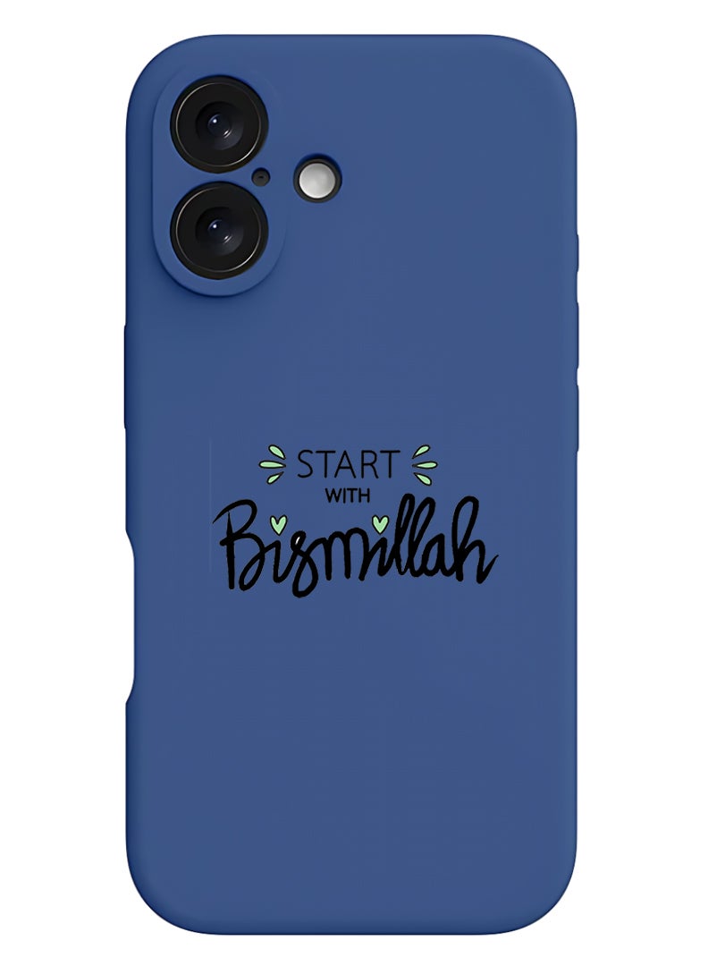 Theodor Protective Slim Fit Case Liquid Silicone Cover with Full Body Protection Anti-Scratch Shockproof Case For Apple iPhone 17 (Blue) Start with Bismillah Black - Image 1