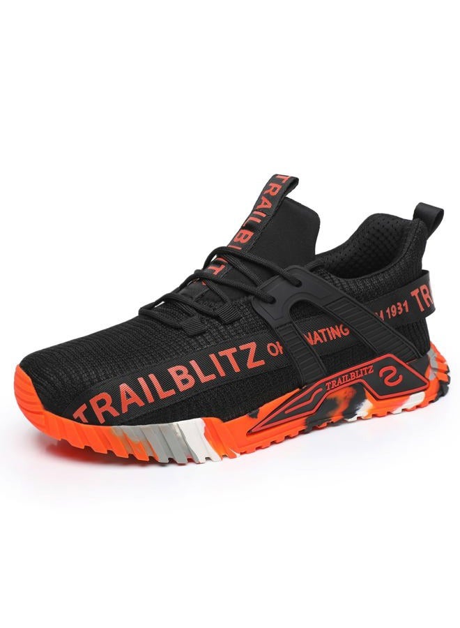 TRAILBLITZ Composite Steel Toe Shoes for Men Work Safety Sneakers Non Slip Comfortable Lightweight Breathable Mens Hard Toe Industrial Construction Tennis Slip On Footwear(9 Men, Orange) - Image 1