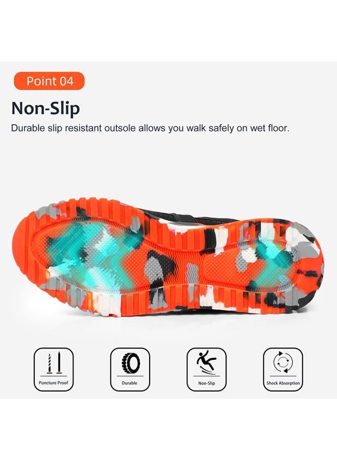 TRAILBLITZ Composite Steel Toe Shoes for Men Work Safety Sneakers Non Slip Comfortable Lightweight Breathable Mens Hard Toe Industrial Construction Tennis Slip On Footwear(9 Men, Orange) - Image 5