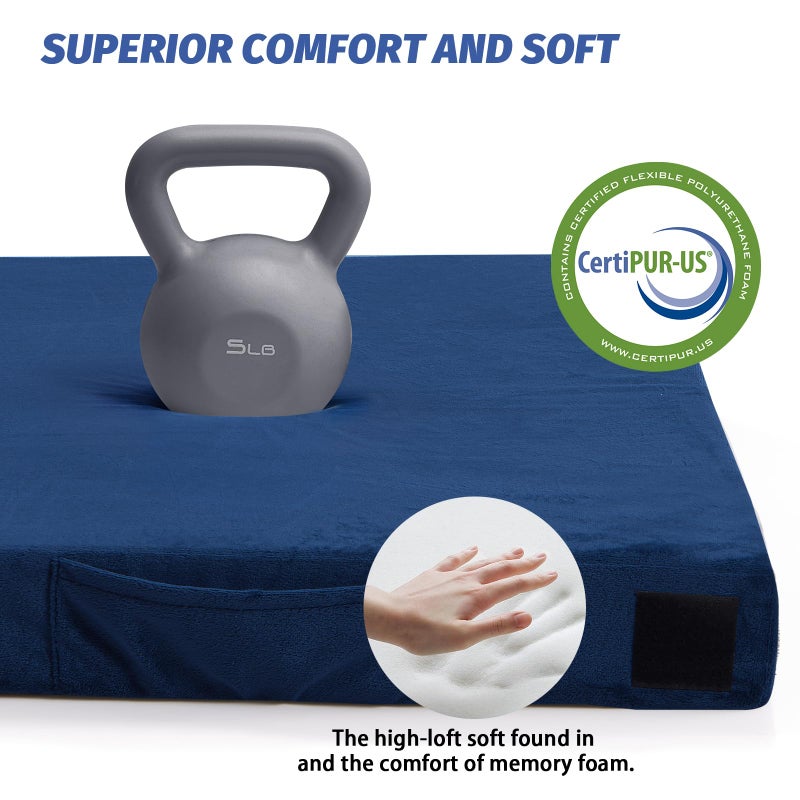 CYMULA CertiPUR-US Memory Foam Camping Mattress Pad, Portable Foam Sleeping Pad for Camping, Roll up Sleeping Mat for Adults Floor Mattress Guest Floor Bed for Sleepover, Car, Tent SUV Cot Mattress - Image 4