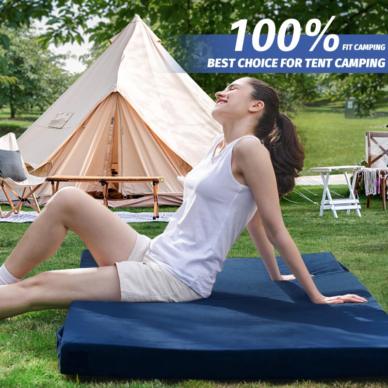CYMULA CertiPUR-US Memory Foam Camping Mattress Pad, Portable Foam Sleeping Pad for Camping, Roll up Sleeping Mat for Adults Floor Mattress Guest Floor Bed for Sleepover, Car, Tent SUV Cot Mattress - Image 3