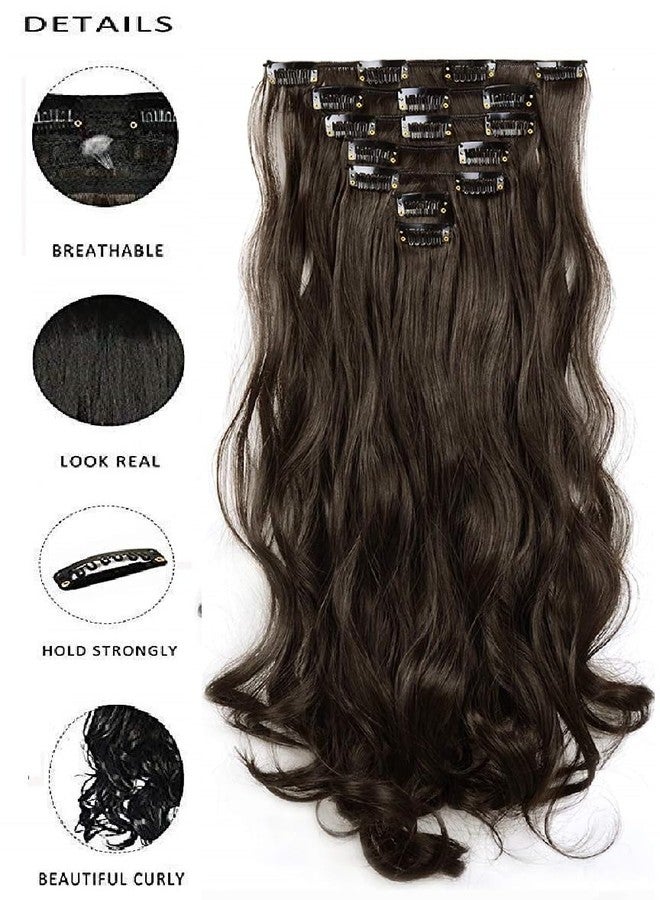 MoonEyes, Women's Natural Brown Curly/Wavy Hair Extensions in High Temperature Synthetic Fiber in 24 inch, 16 Clips Head in 7 Piece Set Increase Hair Length and volume - Image 5