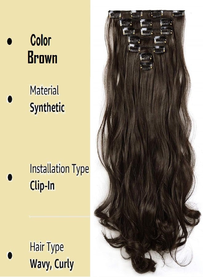 MoonEyes, Women's Natural Brown Curly/Wavy Hair Extensions in High Temperature Synthetic Fiber in 24 inch, 16 Clips Head in 7 Piece Set Increase Hair Length and volume - Image 3