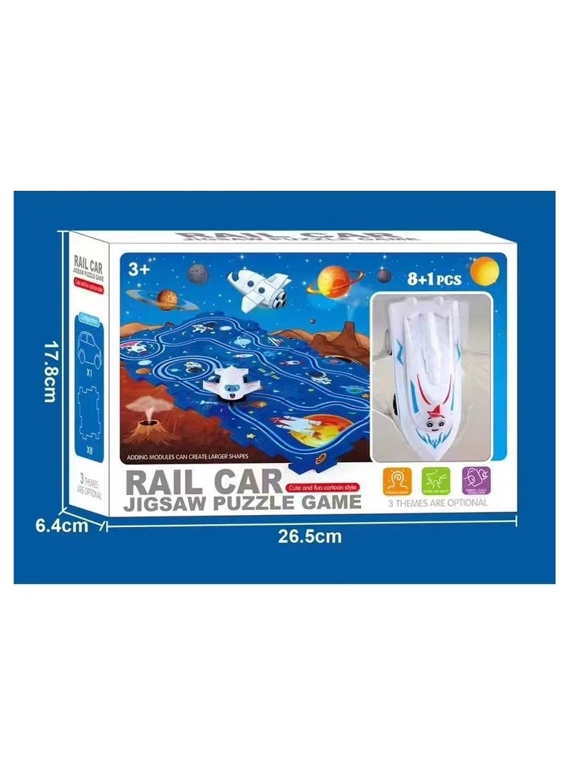 8PCS Car Puzzle with 1 DIY Assembling Electric Trolley - Rail Car Track Jigsaw Puzzle Toy, Children's Educational Floor Puzzle, Ocean Theme - Image 3