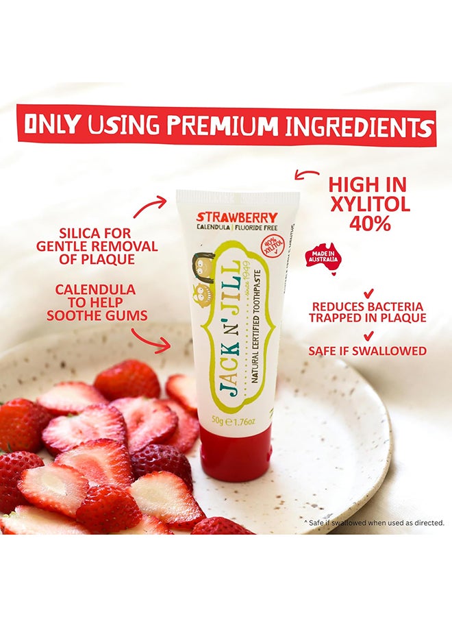 Jack N' Jill Natural Toothpaste Strawberry 50g, Ecocert Certified, Fluoride-Free, Safe, Gentle & Fun Baby Toothpaste - Image 4